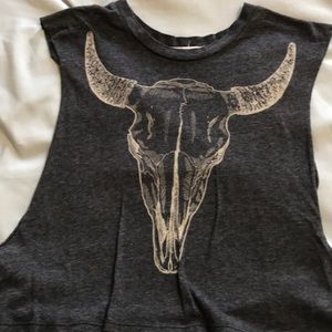 Open side crop top with bull skull